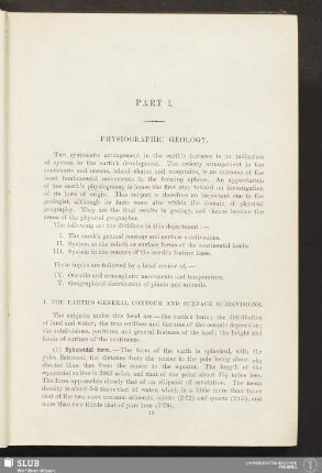 Part I. Physiographic Geology