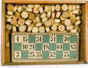 Lotto-Spiel im Holzkasten