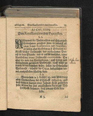 Ad Cap. XXVI. Von der Reassumtion des Processus. § I. - 2.