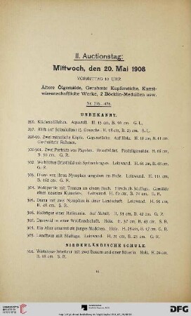 Ältere Ölgemälde, Gerahmte Kupferstiche, Kunstwissenschaftliche Werke, 2 Böcklin-Medaillen usw. (Nr. 296-476)