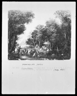 Waldlandschaft mit der Heilung des Blinden