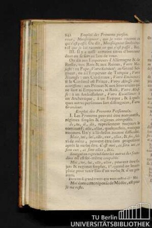 Emploi des Pronoms Personnels.