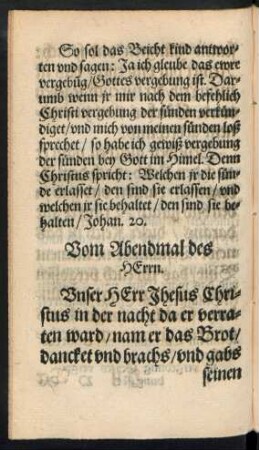 Vom Abendmal des Herrn.