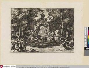 [Entwurf einer Gartenanlage; Une fontaine]
