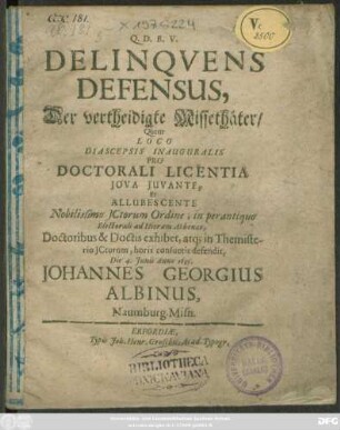 Delinquens Defensus