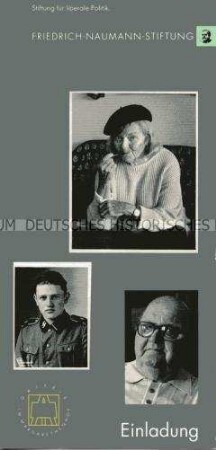 Einladungskarte zur Eröffnung der Ausstellung "Abschied meiner Generation" mit Fotografien von Henry Ries - Nachlass