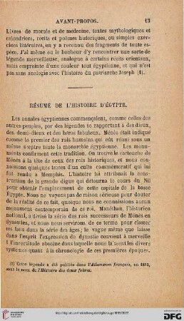 Résumé de l'histoire d'Égypte
