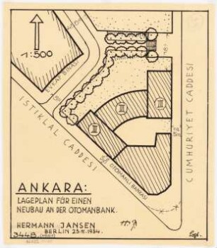 Gesamtbebauungsplan Ankara Teilbebauungsplan innere Stadt: Lageplan 1:500, Neubau an der Otomanbank