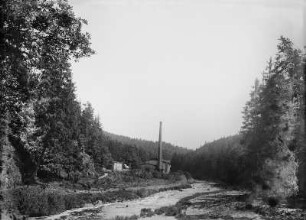 Obergruna (Kreis Freiberg). Grube 'Gesegnete Bergmannshoffnung', Wäsche an der Freiberger Mulde. Blick talab nach Nordosten