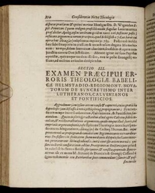 Sectio III. Examen Præcipui Errobis Theologiæ Babelicæ Helmstadio-Regiomont [...]