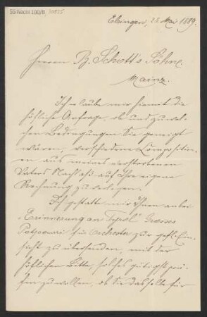 Brief an B. Schott's Söhne : 28.05.1889