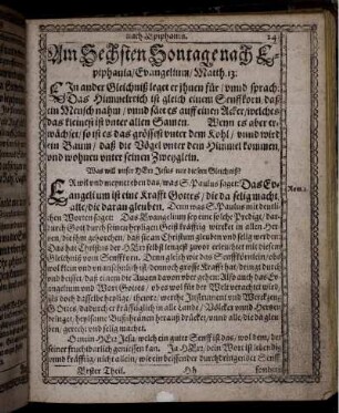 Am Sechsten Sontage nach Epiphania/ Evangelium/ Matth. 13.