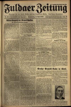 Erste Ausgabe vom Donnerstag, den 14. April 1932.