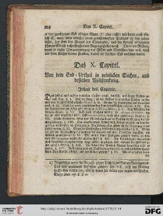 Das X. Capitel. Von dem End-Urtheil in peinlichen Sachen, und desselben Vollstreckung.