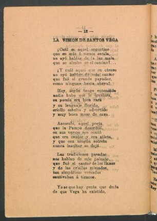 La visión de Santos Vega