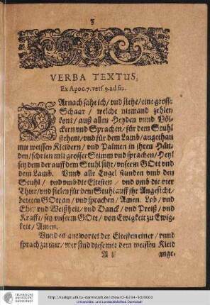 VERBA TEXTUS, Ex Apoc.7.vers.9.ad fin.