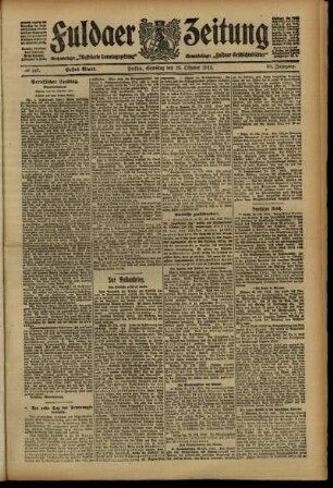Erste Ausgabe vom Samstag, den 26. Oktober 1912.