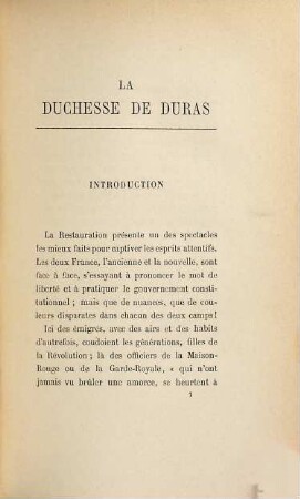 La Duchesse de Duras
