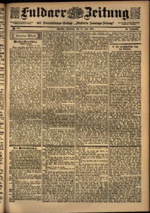 Zweite Ausgabe vom Samstag, den 27. Juli 1901.