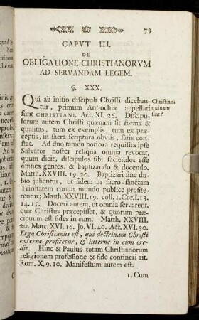 Caput III. De obligatione Christianorum ad servandam legem.