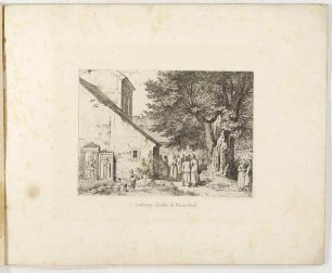 Die dreihundertjährige "Luther-Linde" an der Kirche in Ringethal (Mittweida-Ringethal) in Sachsen, um 1500 gepflanzt; Blatt 1 aus Zehn Ansichten merkwürdiger Gegenden in Sachsen von Ludwig Richter