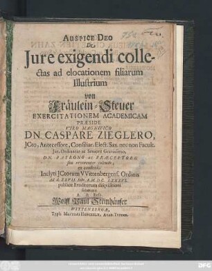 De Iure exigendi collectas ad elocationem filiarum Illustrium
