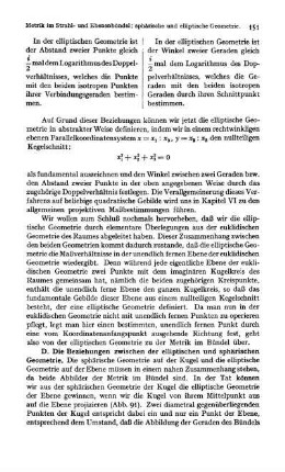 D. Die Beziehungen zwischen der elliptischen und sphärischen Geometrie.