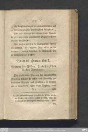 Drittes Hauptstück. Nahrung der Wilden, Einfluß derselben in ihre Gemüthsart.
