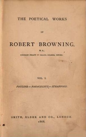 The poetical works of Robert Browning. 1