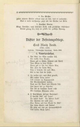 Dichter der Befreiungskriege