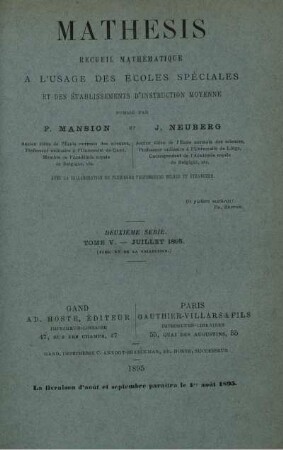 TOME V. - JUILLET 1895.