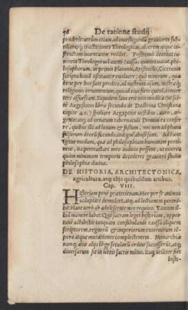 De Historia, Architectonica, agricultura, atque aliis quibusdam artibus. Cap. VIII.
