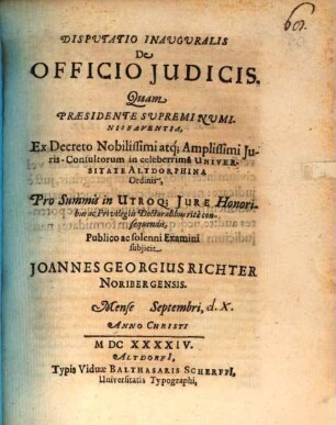 Disputatio Inauguralis De Officio Iudicis
