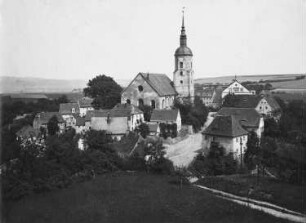 Dohna. Stadtansicht mit Stadtkirche. Blick vom Schloßberg nach Nordost