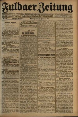 Erste Ausgabe vom Montag, den 22. Februar 1915.