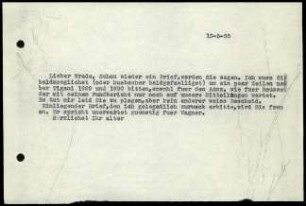 G. Karo an W. Wrede