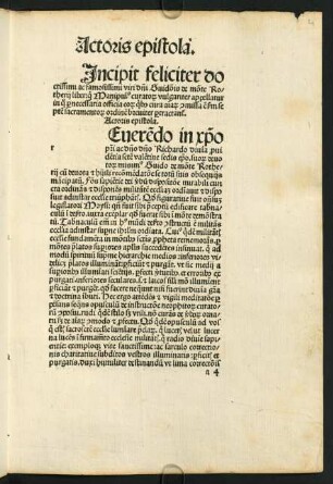 Actoris epistola. Incipit feliciter doctissimi ac famosissimi viri domini ...