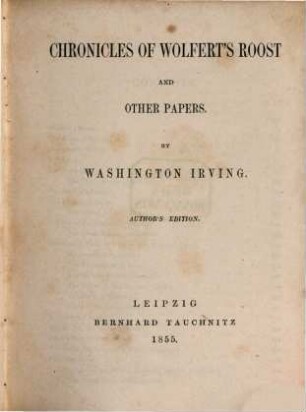Chronicles of Wolfert's Roost and other papers