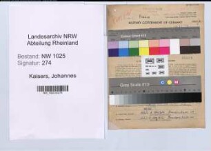 Entnazifizierung Johannes Kaisers , geb. 12.02.1909 (Steuerinspektor)