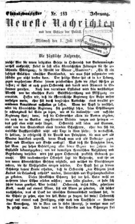 Neueste Nachrichten aus dem Gebiete der Politik. 1868 = Jg. 21, 7 - 8
