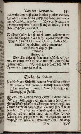 Siebende Section. Handlend von Bekräfftigung unserer bißher geführten Theoriæ und Praxeos, ...