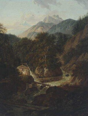 Alpenlandschaft mit Sägemühle
