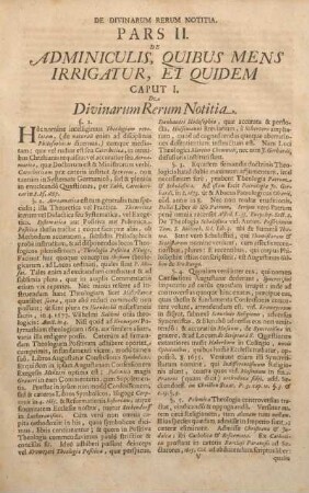 Pars II. De Adminiculis, Quibus Mens Irrigatur, Et Quidem Caput I. De Divinarum Rerum Notitia.