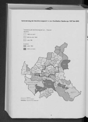 Veränderung der Bevölkerungszahl in den Stadtteilen Hamburgs 1997 bis 2005