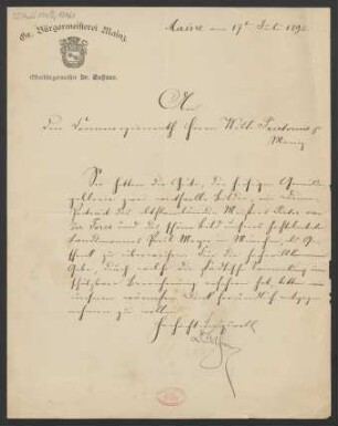 Brief an Wilhelm Praetorius : 17.07.1895