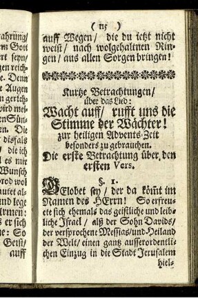 Kurtze Betrachtungen über das Lied: Wacht auff rufft uns die Stimme der Wächter! ...