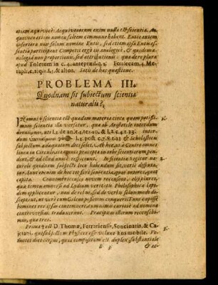 Problema III. Quodnam sit subiectum scientiae naturalis?