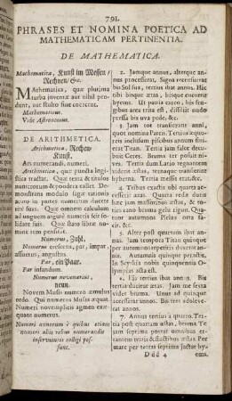 Phrases Et Nomina Poeticae Ad Mathematicam Pertinentia