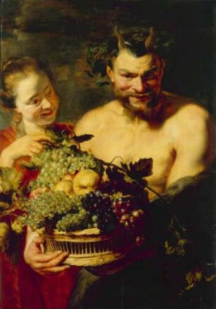 Satyr und Mädchen mit dem Fruchtkorb