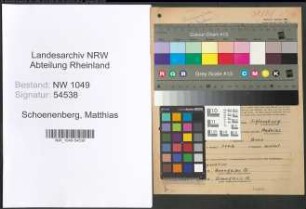 Entnazifizierung Matthias Schoenenberg , geb. 27.07.1886 (Kassierer)